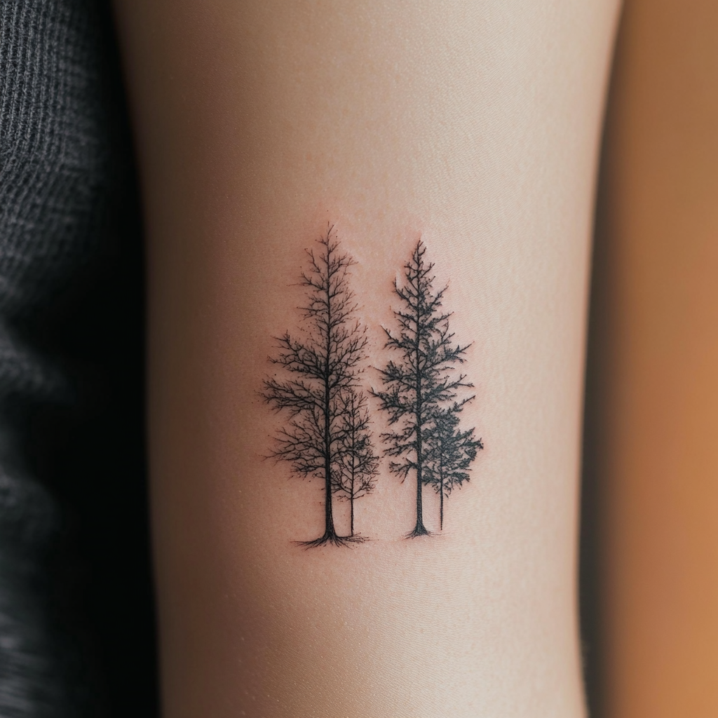 a tattoo of trees on the arm