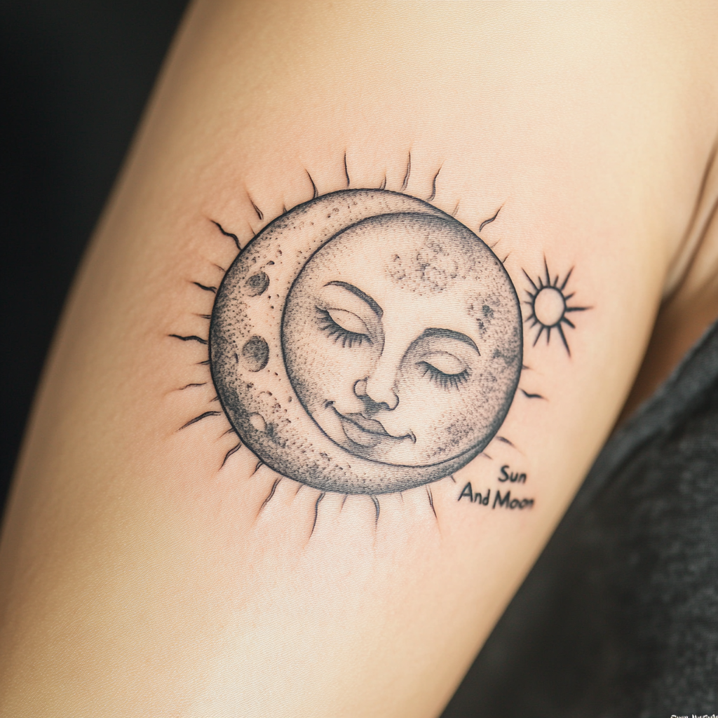 a tattoo of the sun and moon
