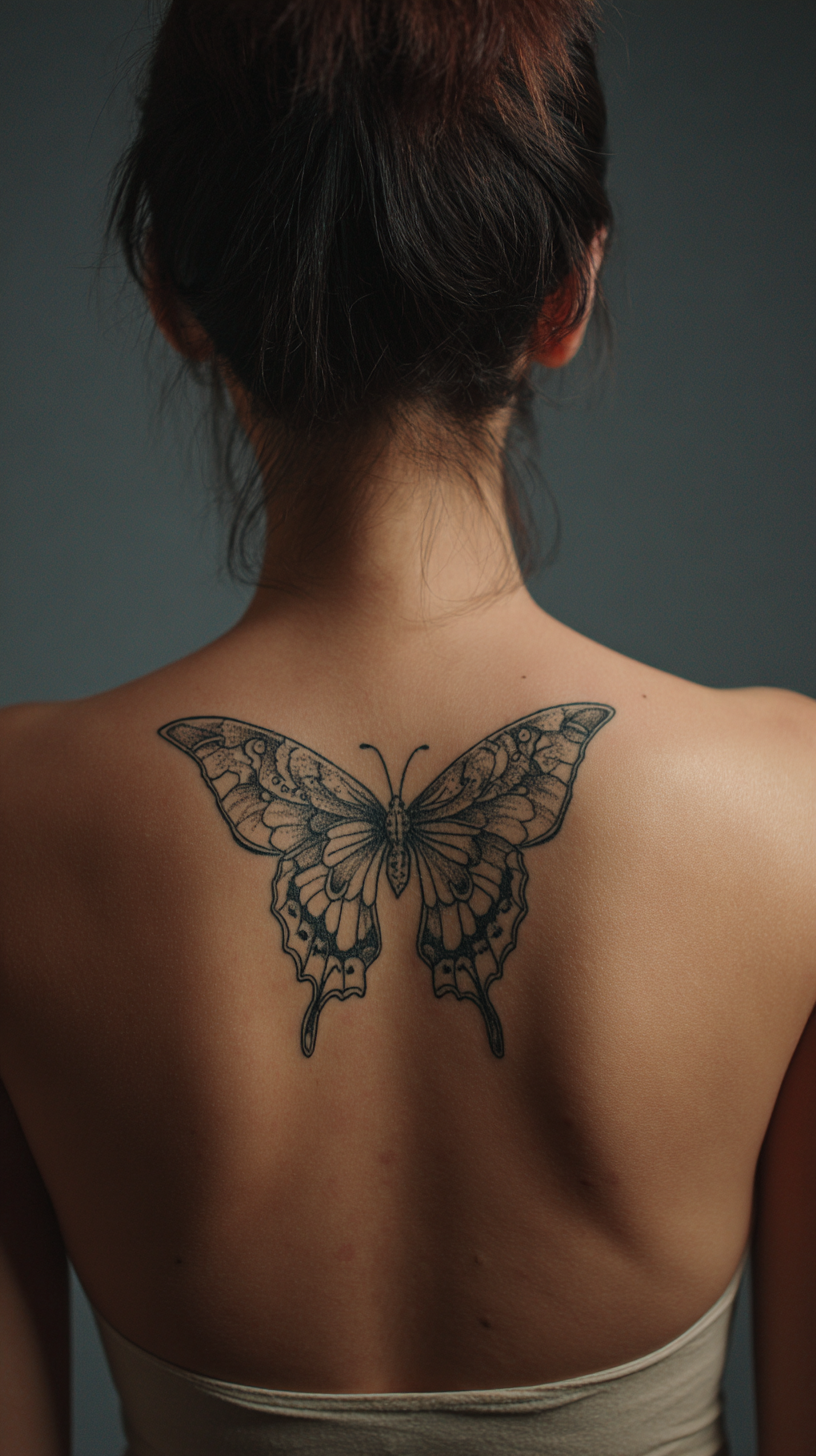 Minimalist Outline Butterfly Tattoos