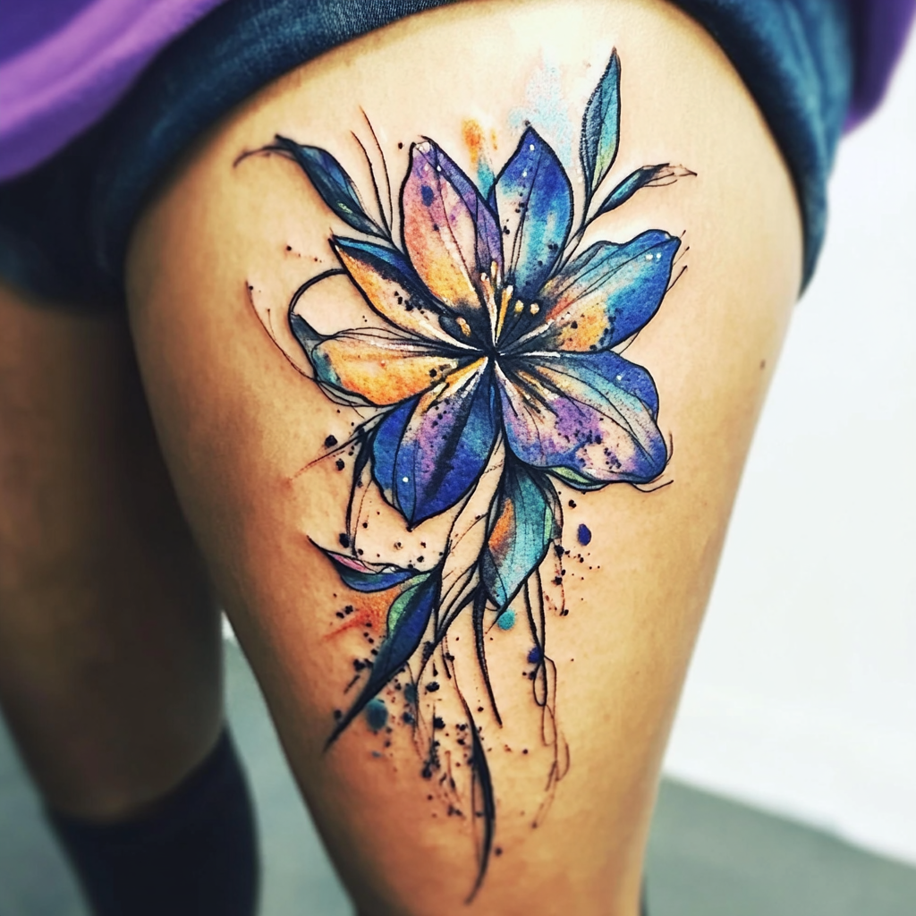 Abstract birth flower tattoos