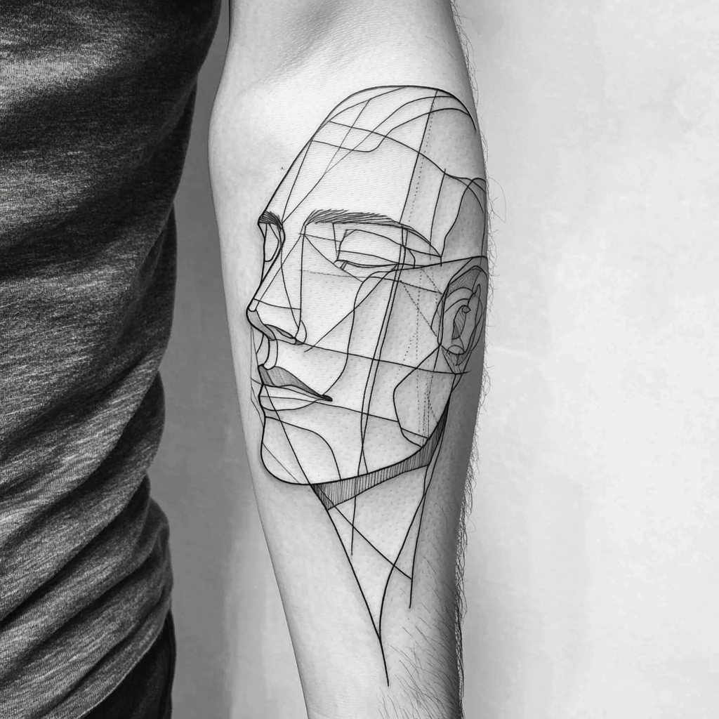 Abstract minimalist tattoos for men's forearms