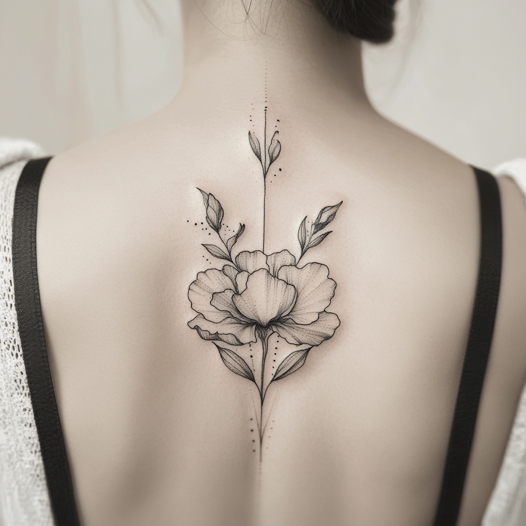 Blackwork birth flower tattoos
