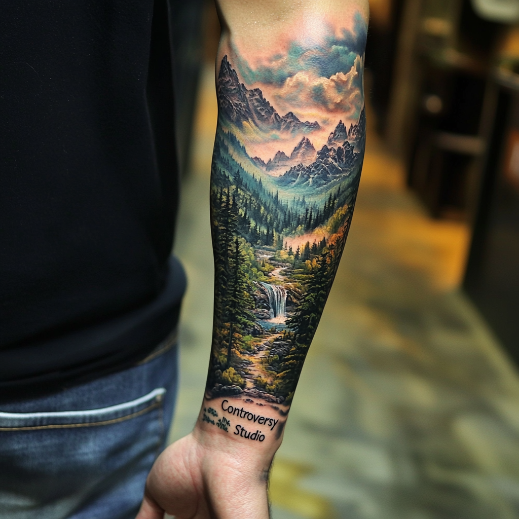 Micro-Realism Nature Scenes on Forearms