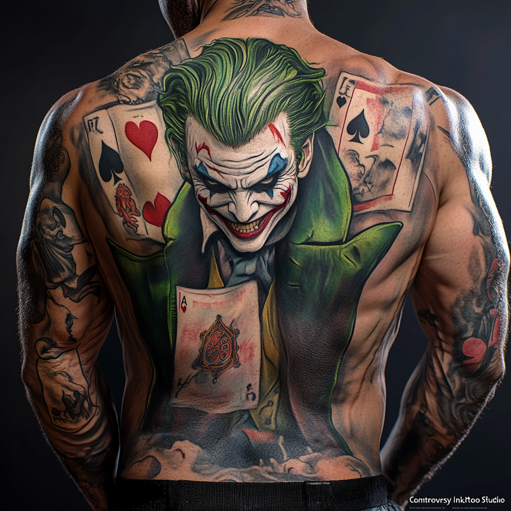 Joker with Dark Knight Playing Card tattoos
