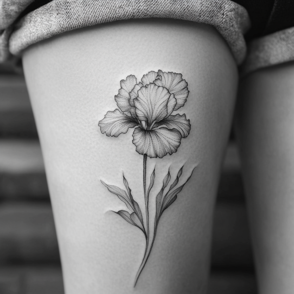 Dotwork birth flower tattoos