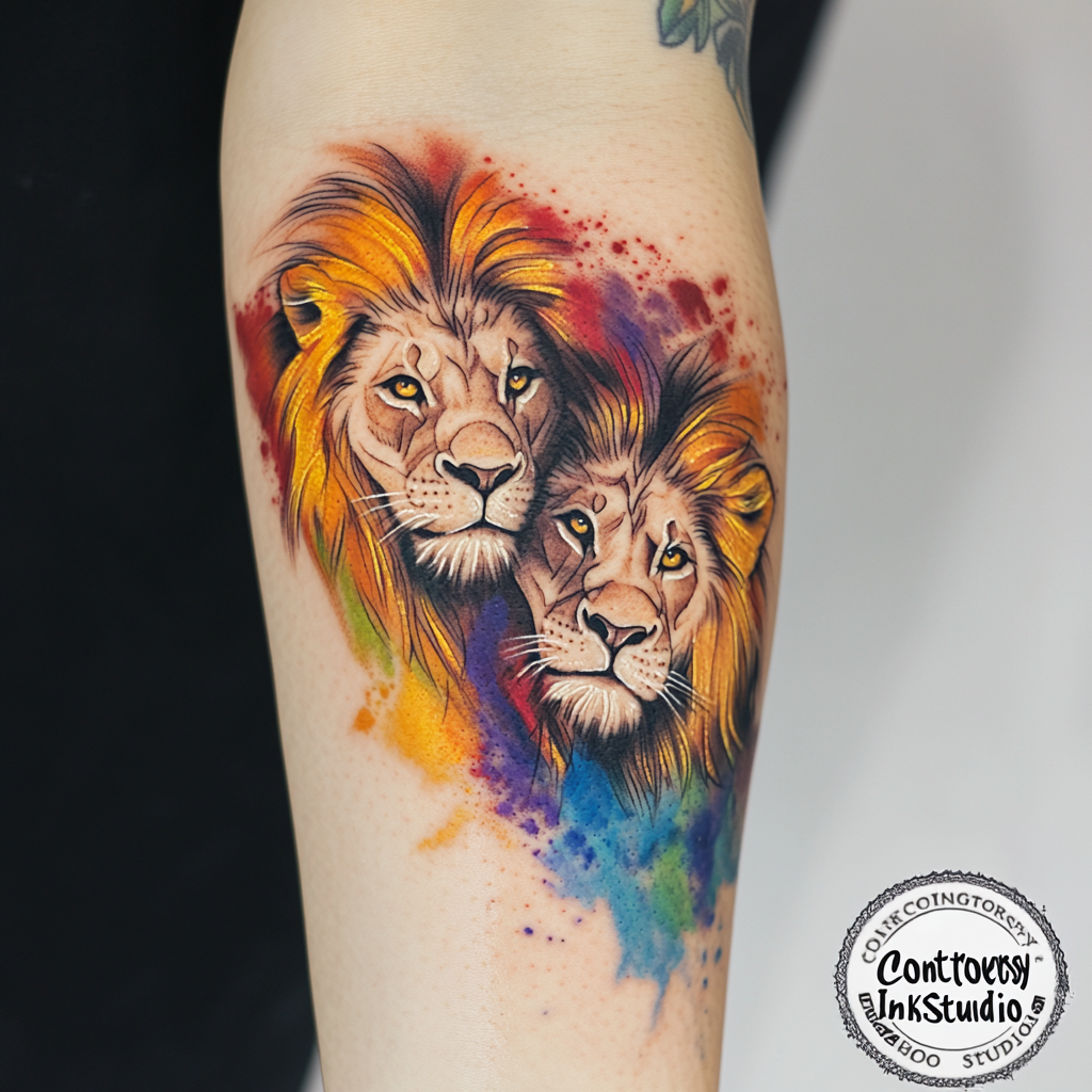 Lions tatoos on forearm