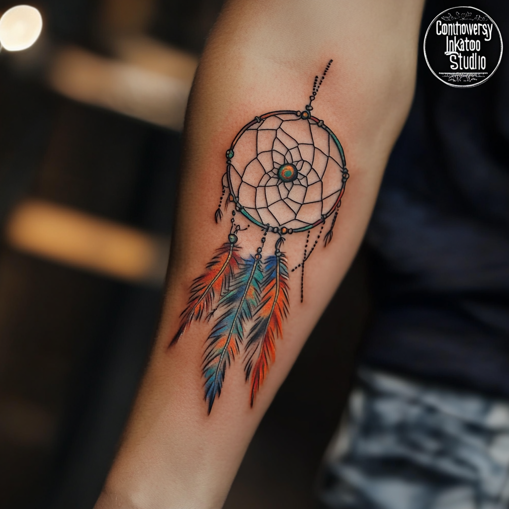 Tattoo Symbal Dreamcatcher on Forearms