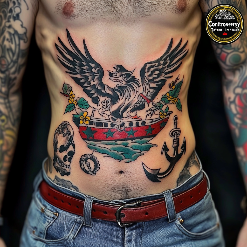 Traditional stomach tattoos for men
