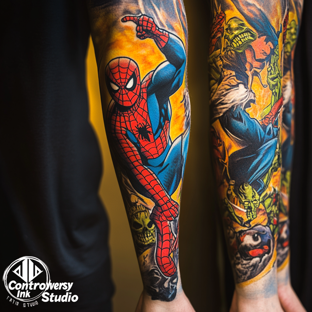 Comic book sleeve tattoos