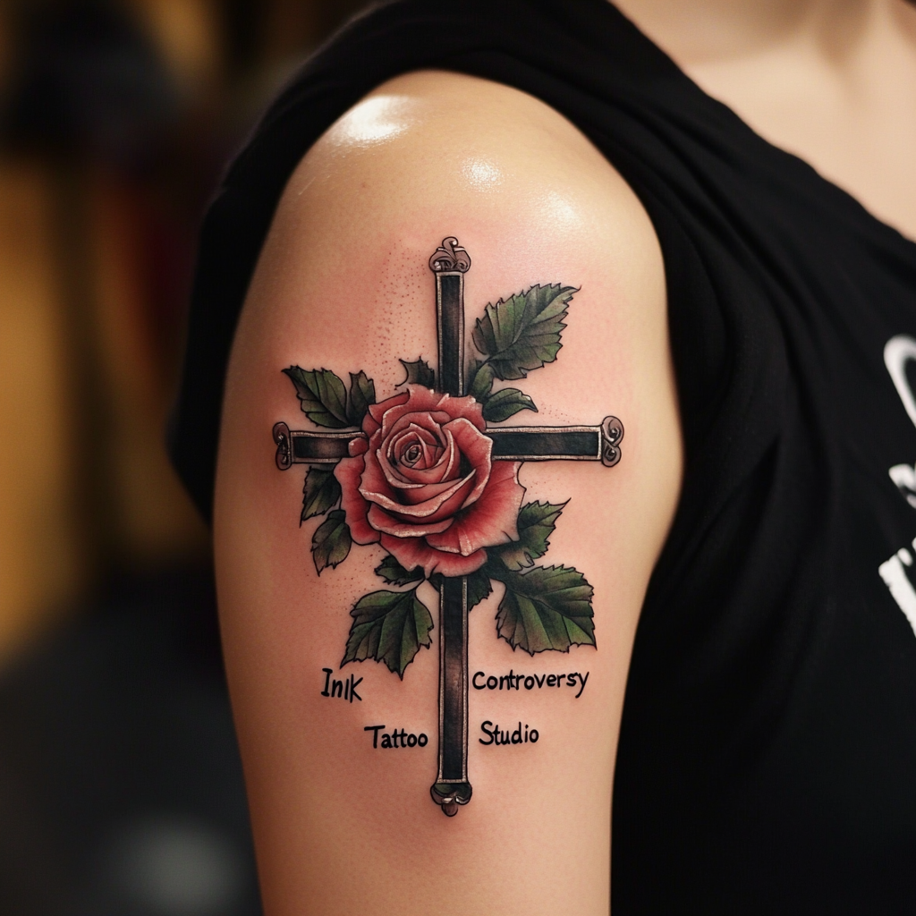 Cross with Rose Designs