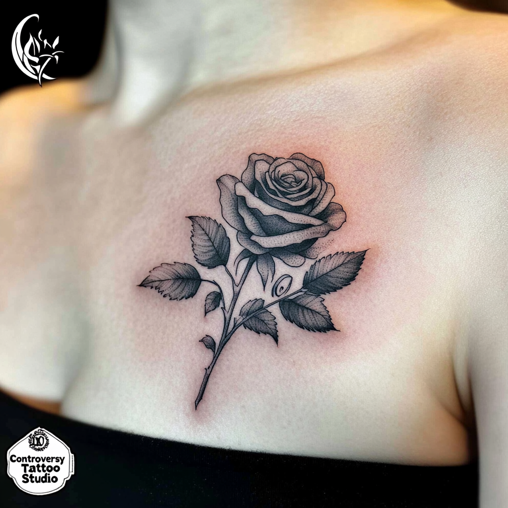 Roses make stunning chest tattoos