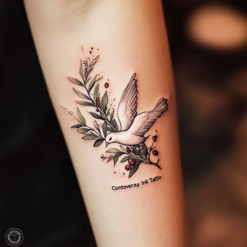 Dove and olive branch tattoos