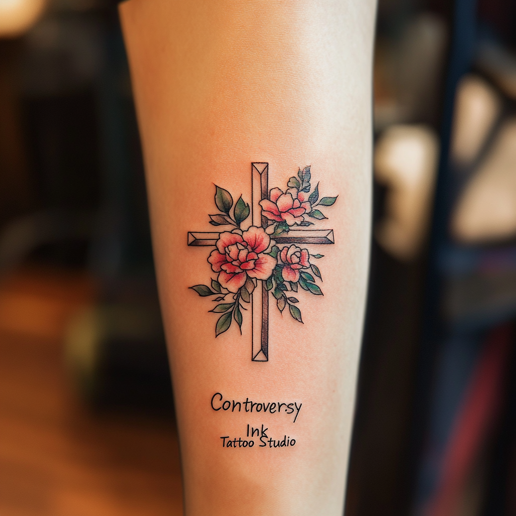 Floral Cross Tattoos