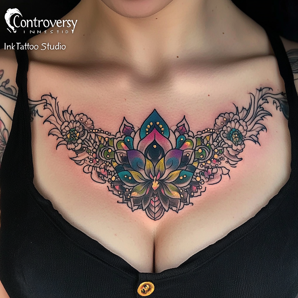 Mandala under breast tattoos