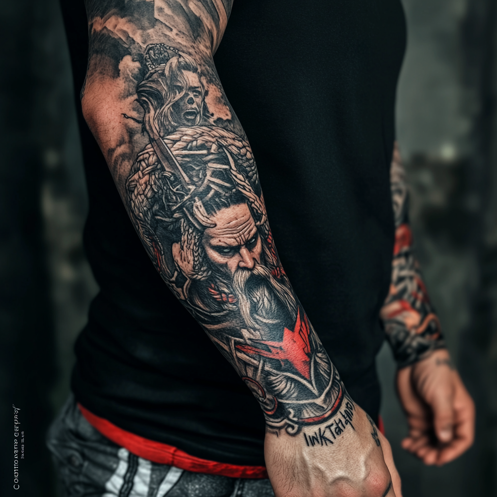 Norse tattoo sleeves draw inspiration from Viking mythology and history