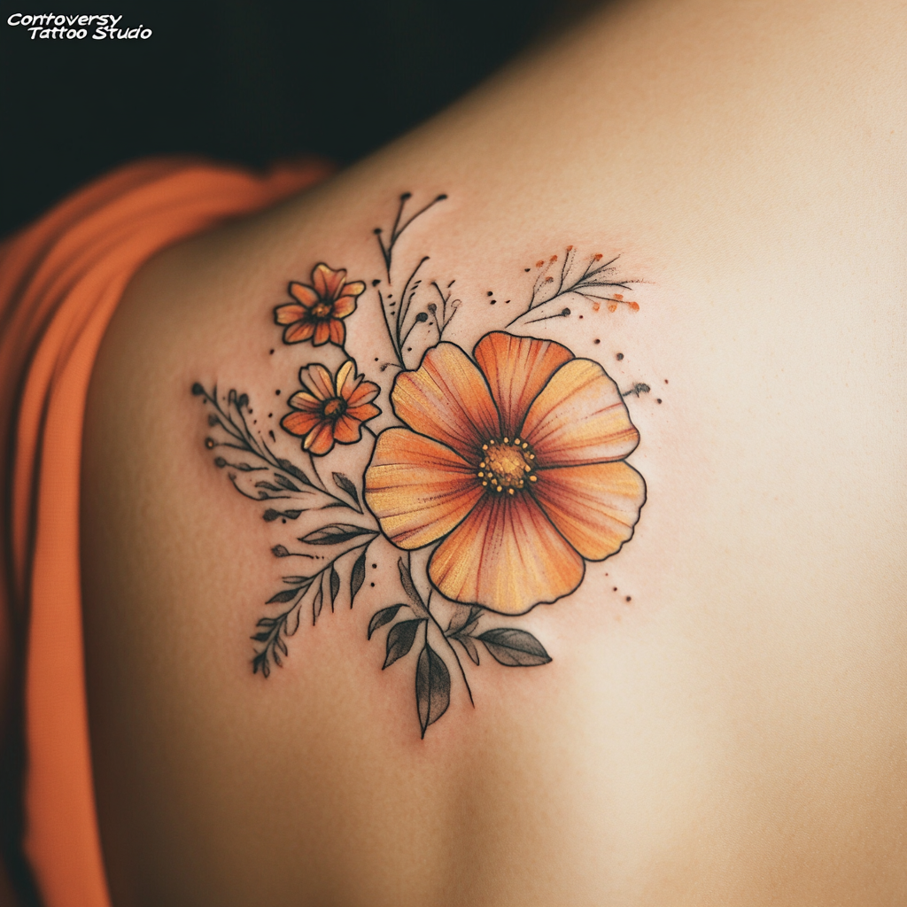 October's birth flowers offer vibrant autumn-inspired tattoo designs