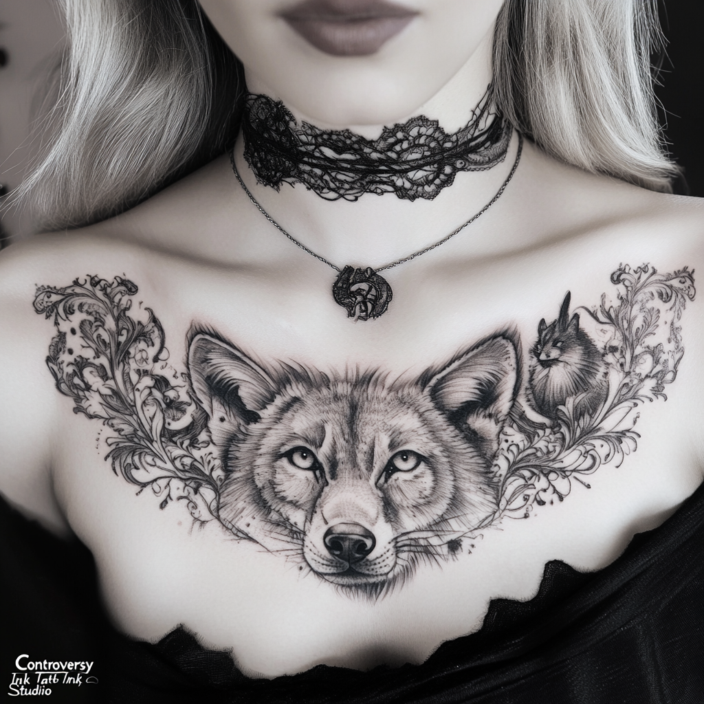 Symbolic animal chest tattoos