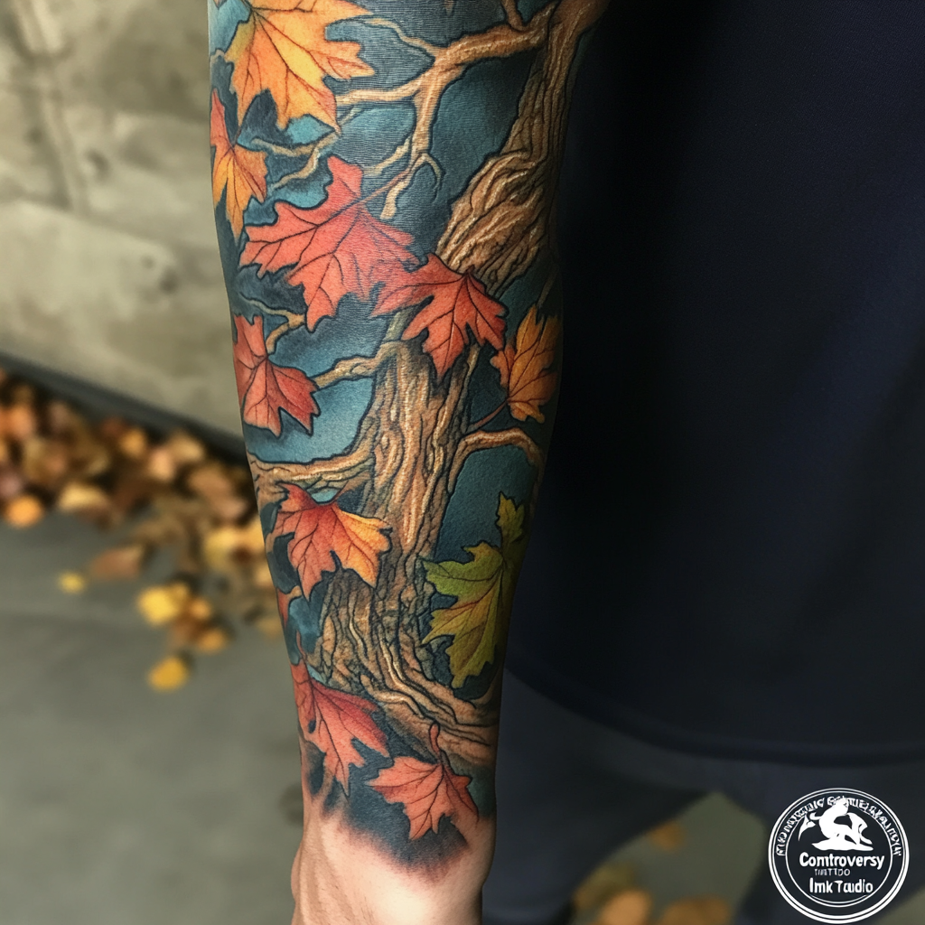 Tree sleeve tattoos symbolize