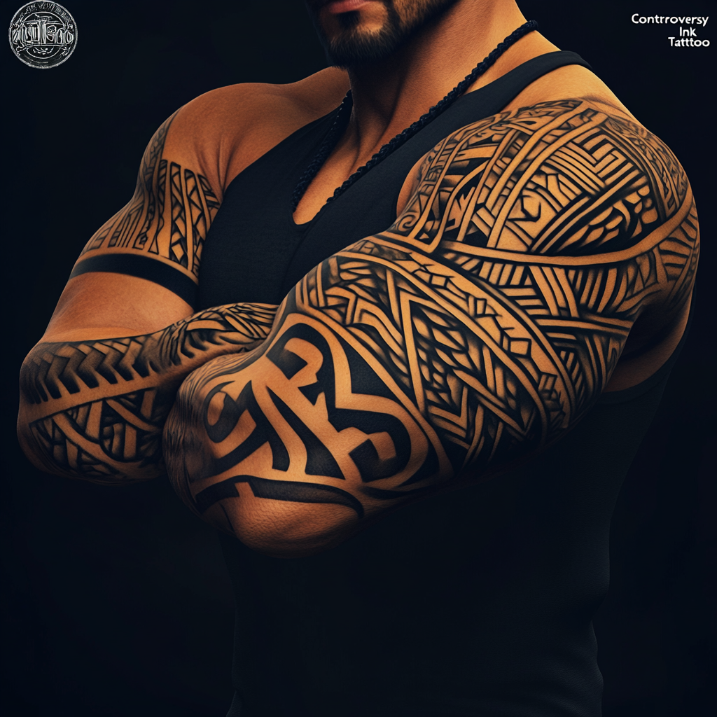 Tribal sleeve designs feature bold