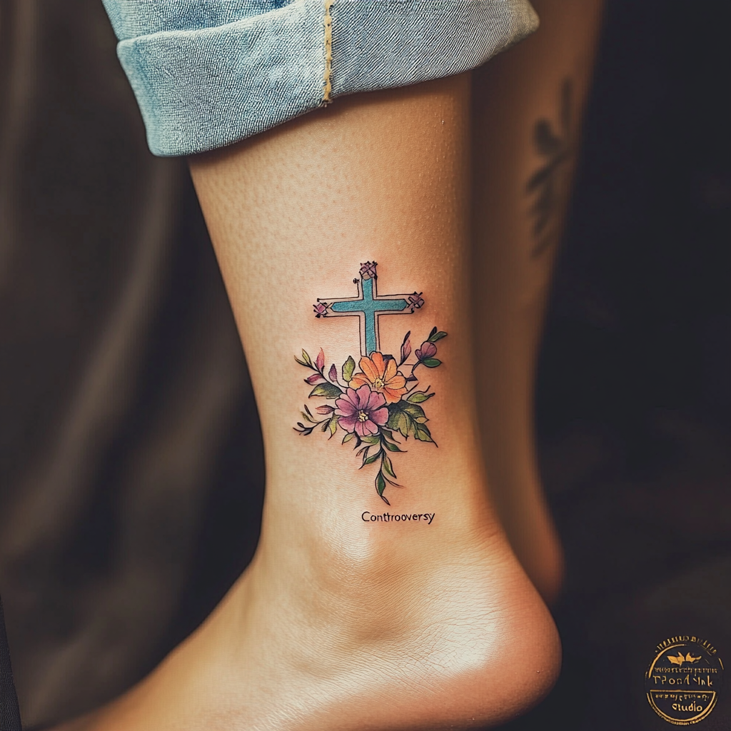 Ankle cross tattoos