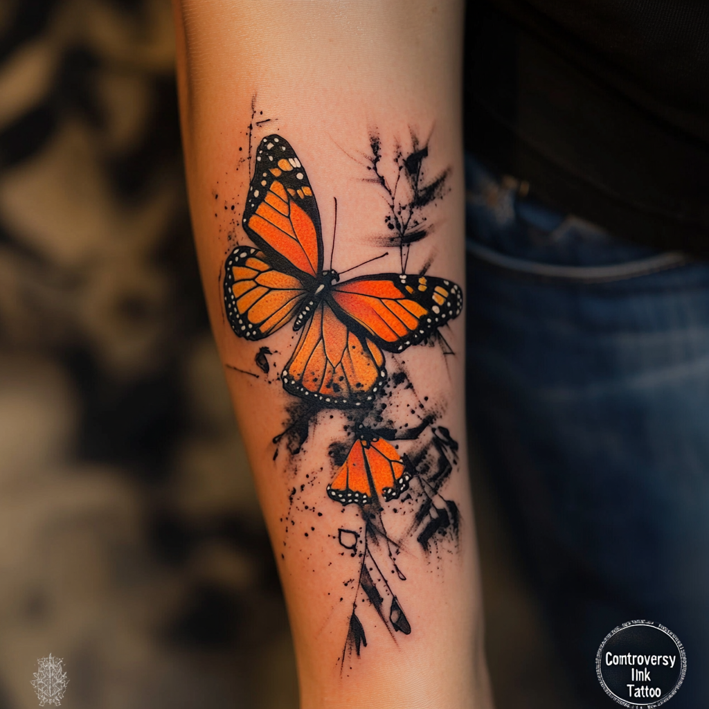 Traditional American Style Butterfly Tattoos