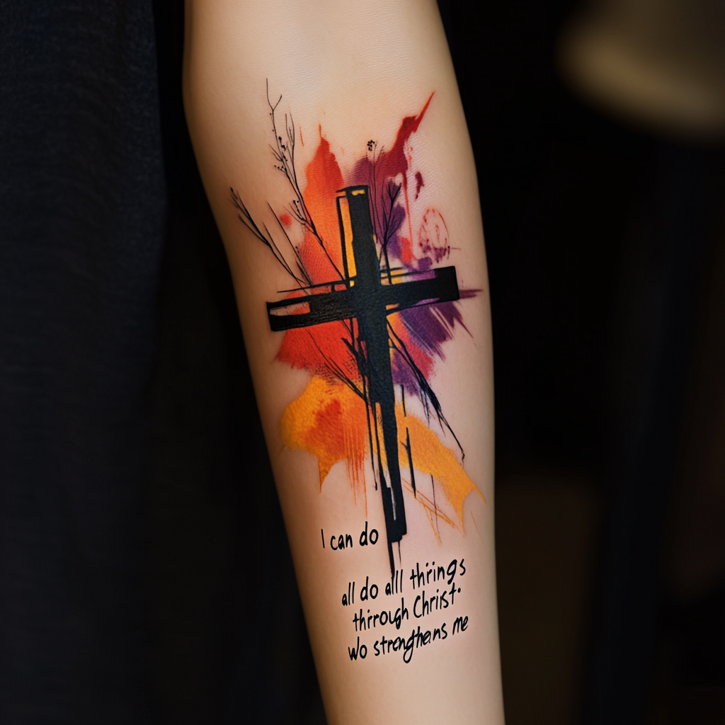 Cross tattoos with scripture