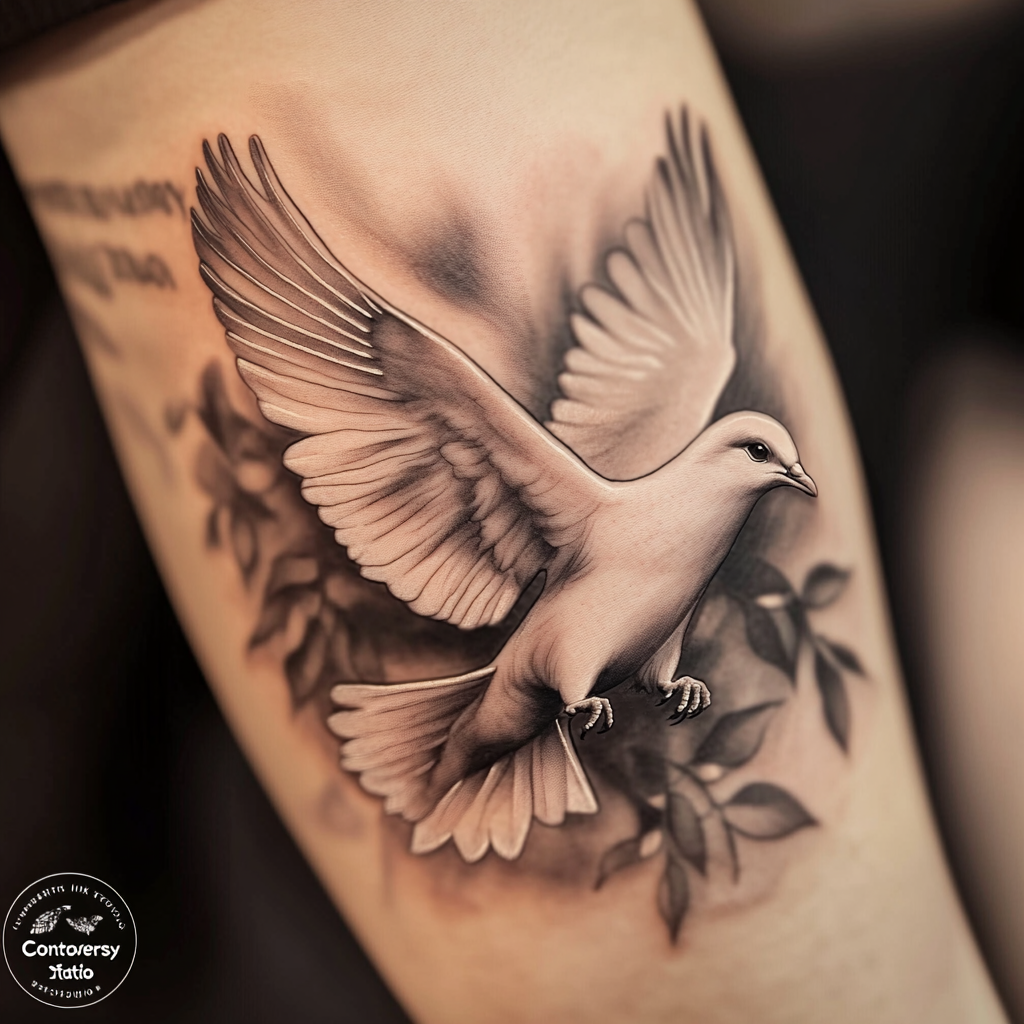 Black and white dove tattoos