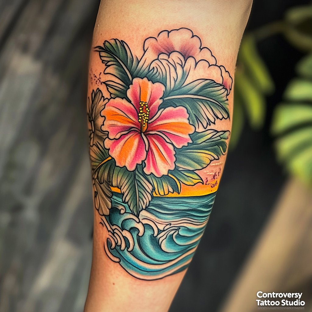 Hibiscus flower tattoos