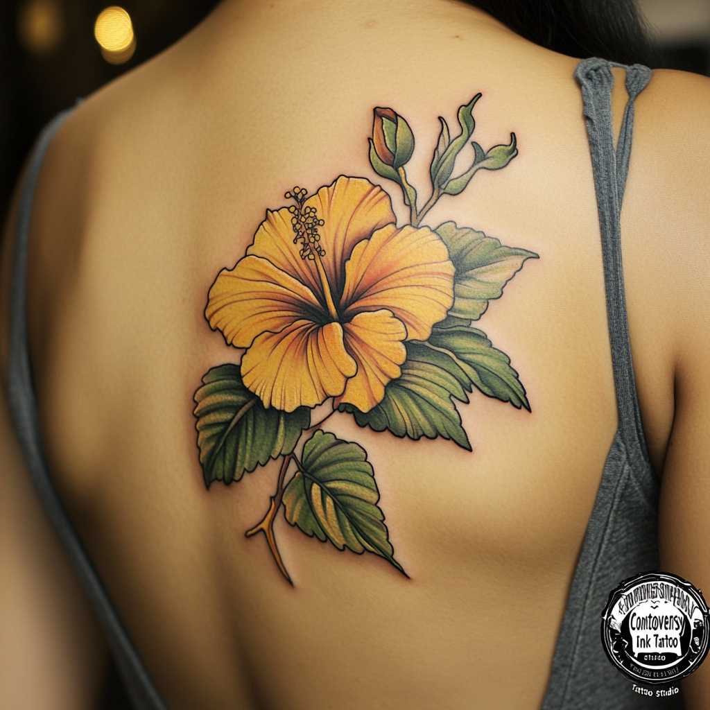 In Hawaiian culture, hibiscus flower tattoos