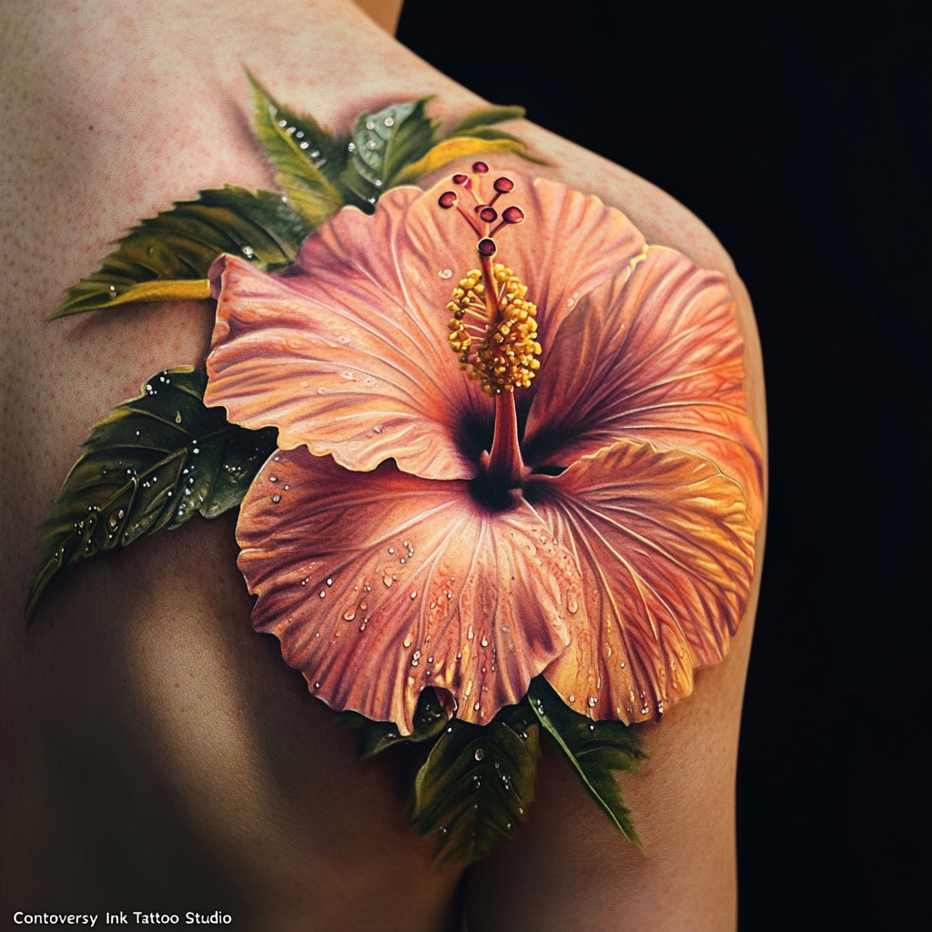Realistic Hibiscus Tattoo Styles