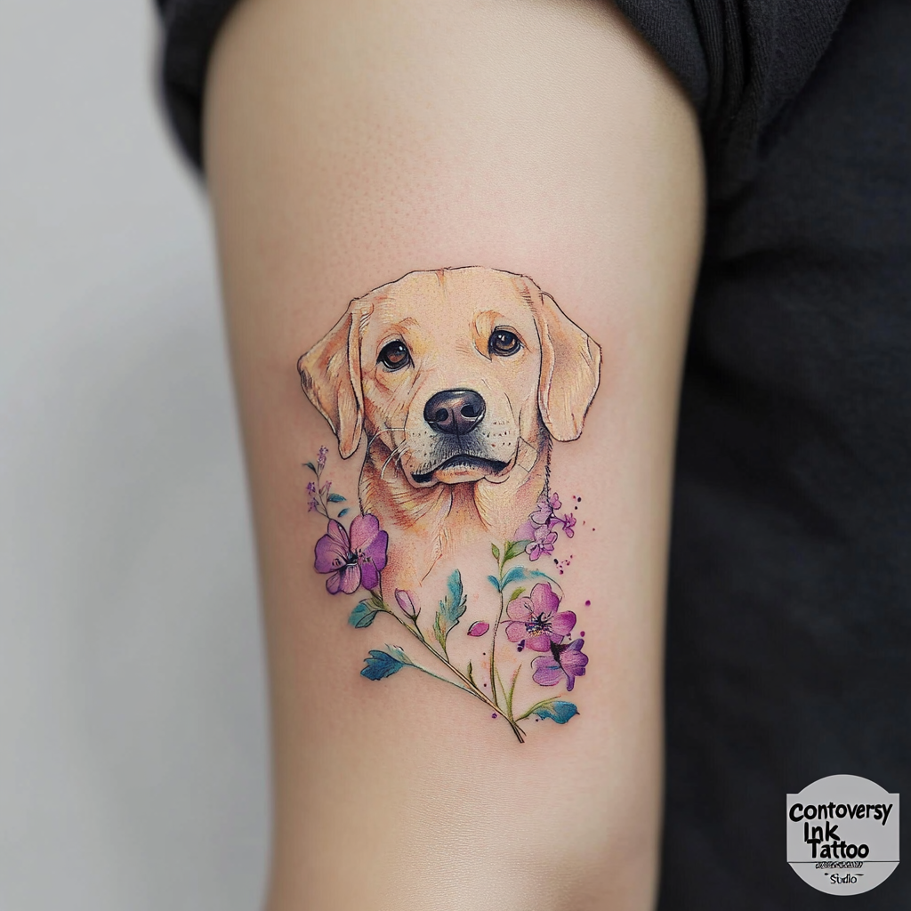 Watercolor Memorial with Flowers
