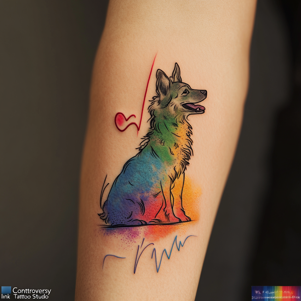 Heartbeat line dog memorial tattoos