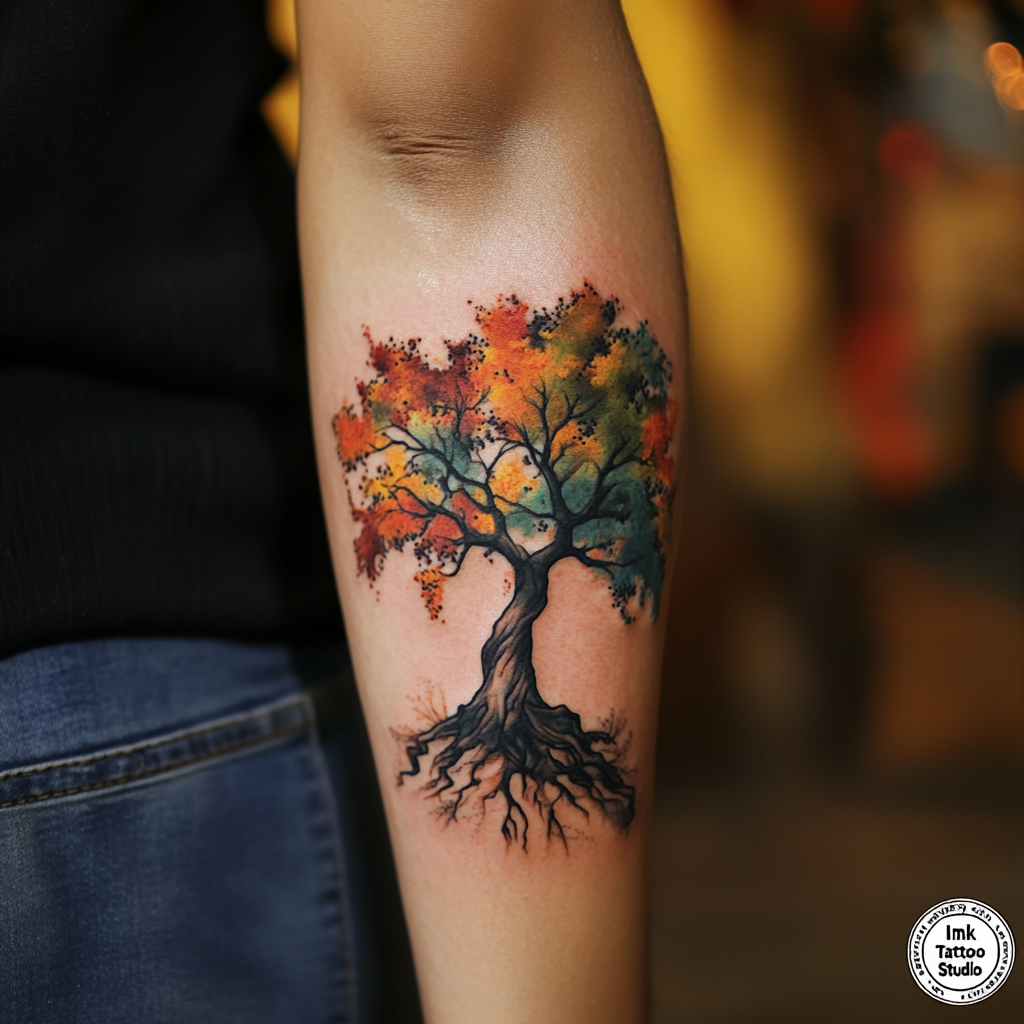 Trees make powerful in memory tattoo ideas