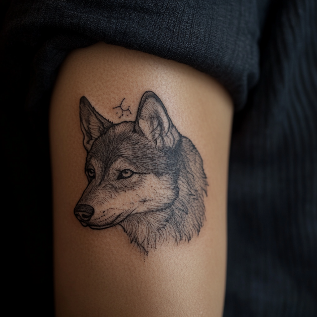 Black and grey dog memorial tattoos