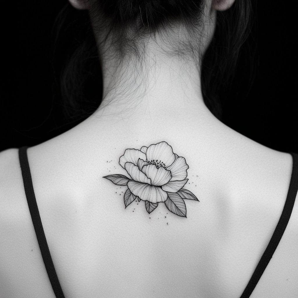 Minimalist line work offers a clean, sophisticated approach to birth flower tattoos