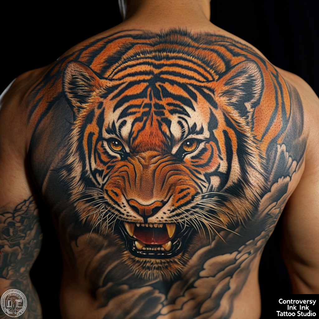 Traditional tigers with bold black outlines and vibrant orange coloring