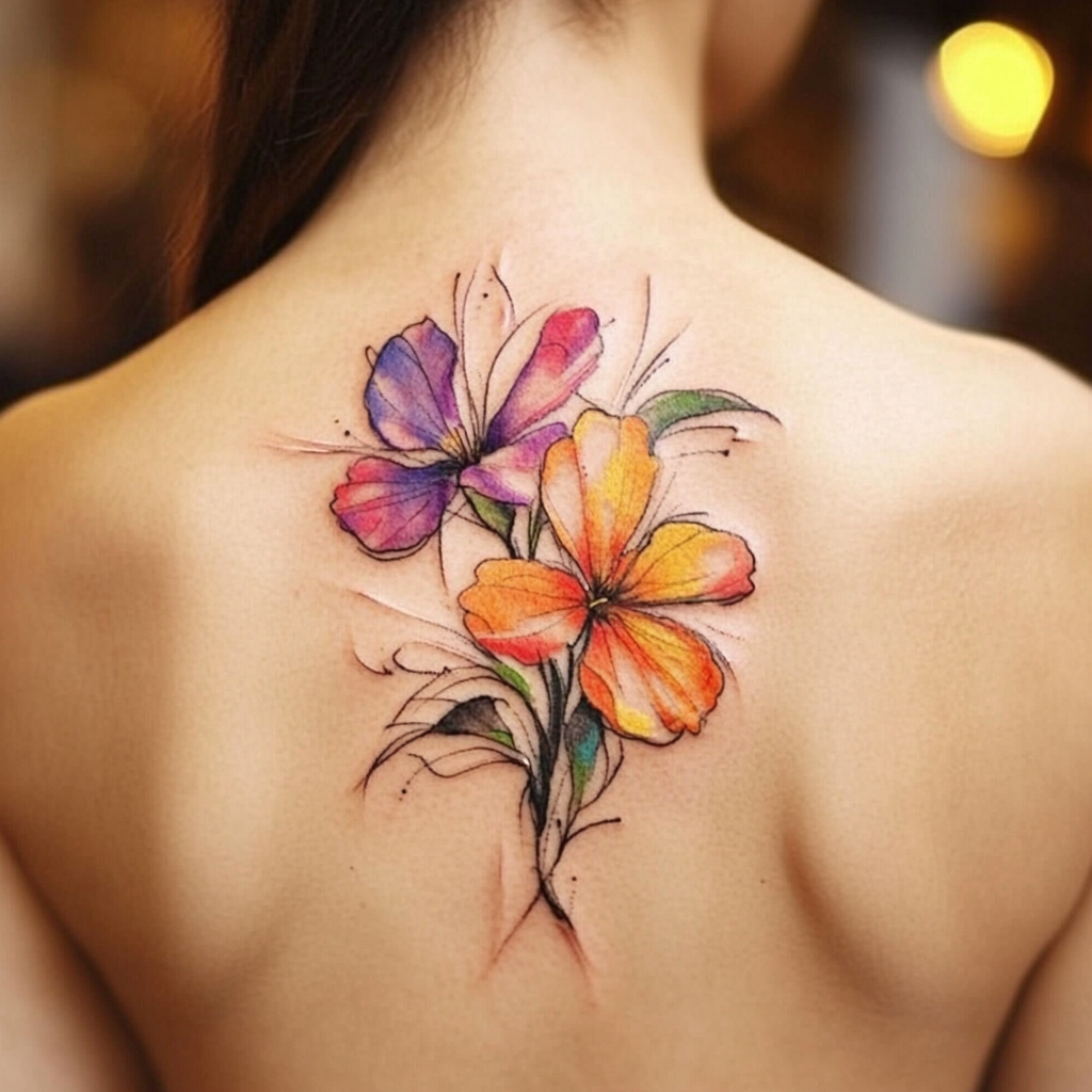 Watercolor birth flower tattoos