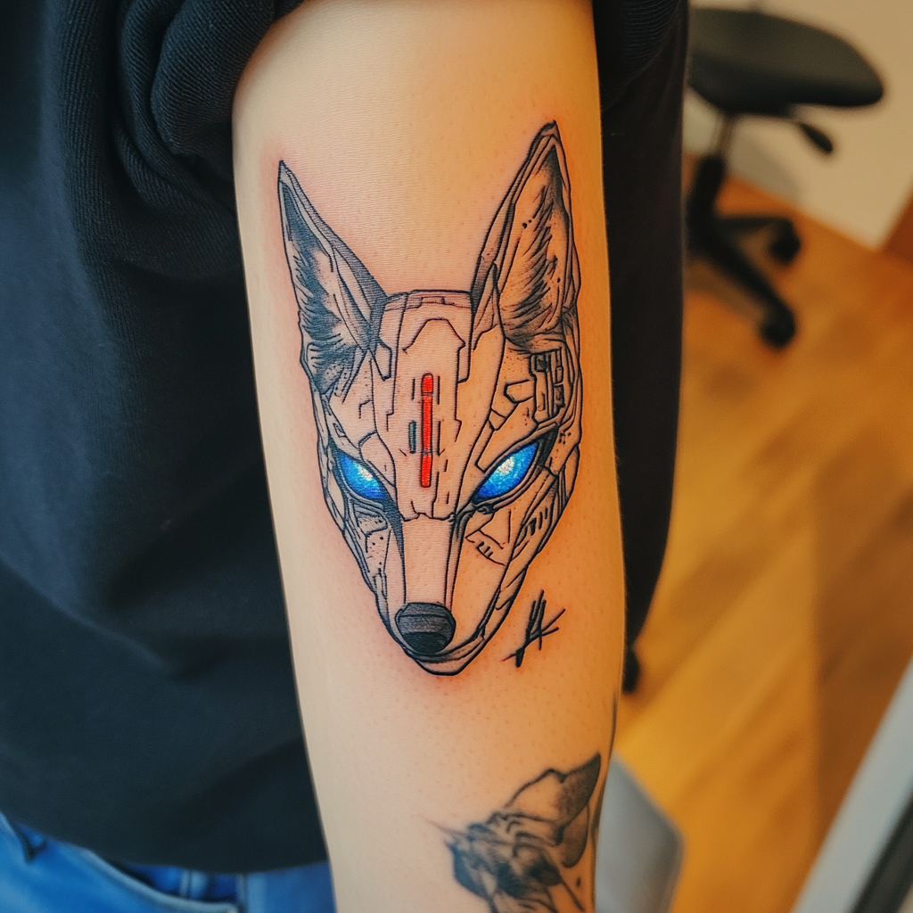 Wolf tattoo on forearm