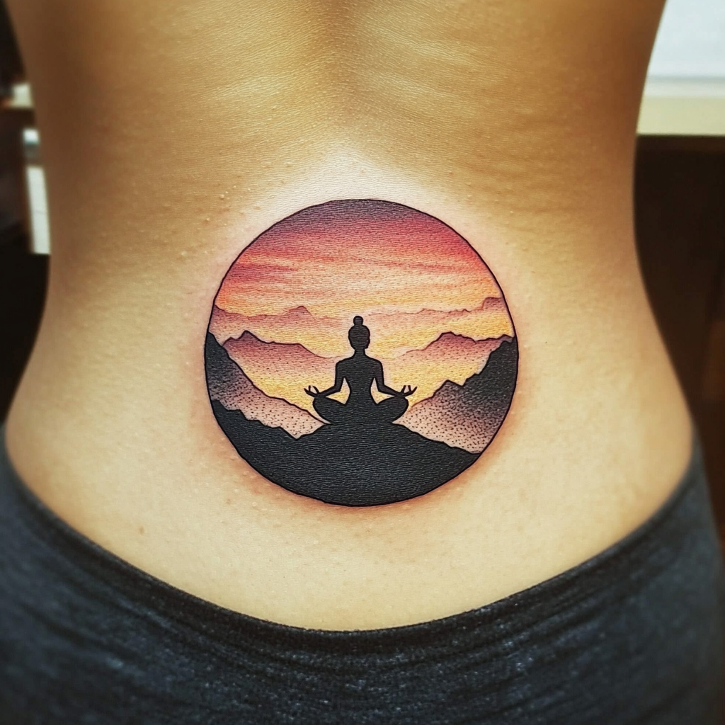Meditation Pose Silhouette Tattoo