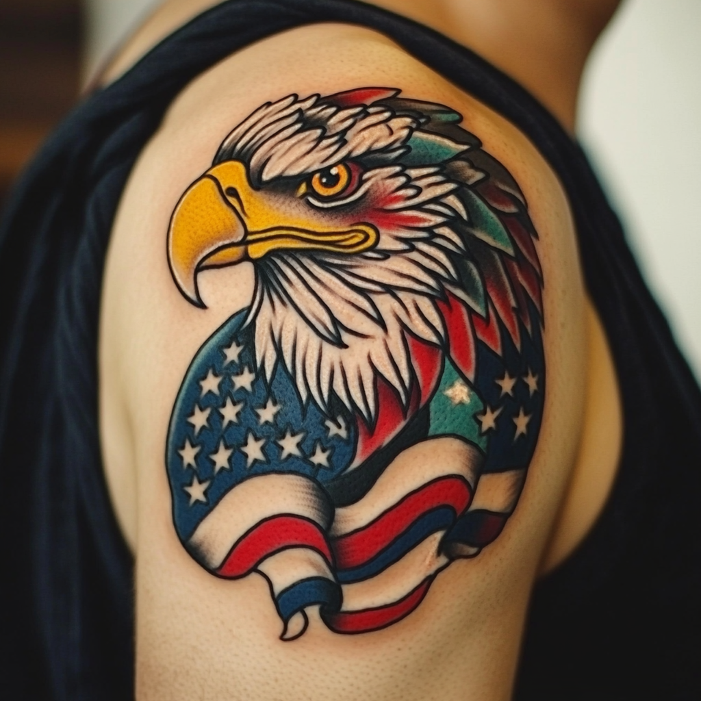 American Traditional eagle tattoos