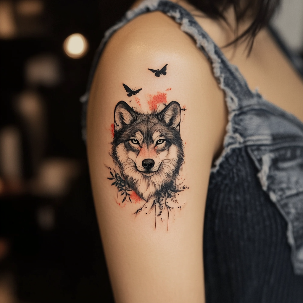Animal-inspired upper arm tattoos for women