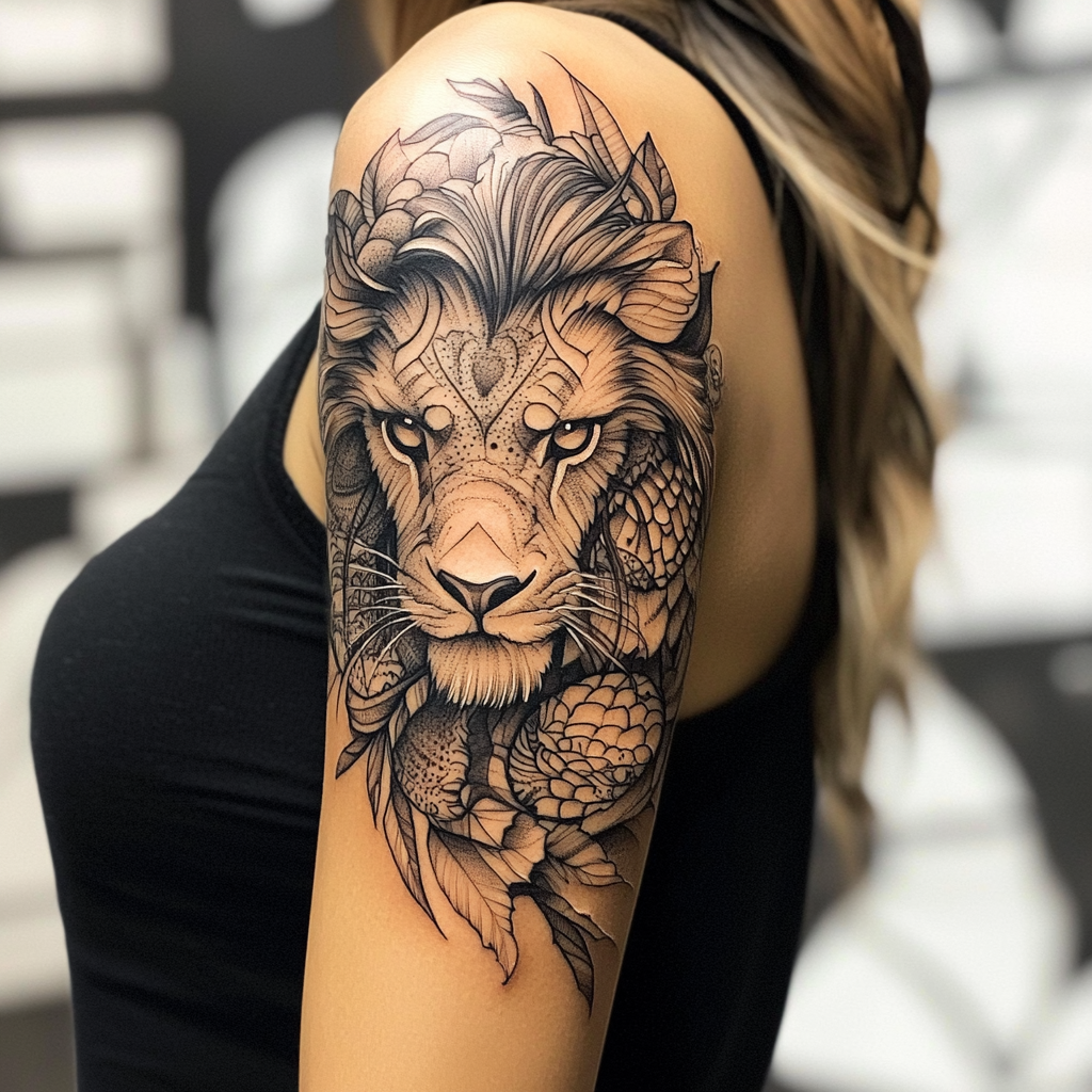 Animal upper arm tattoos