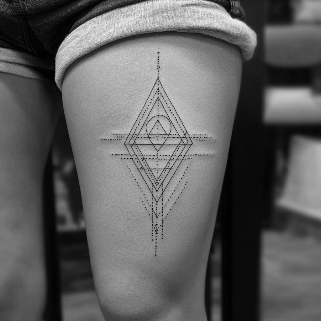 Fine line geometric tattoos