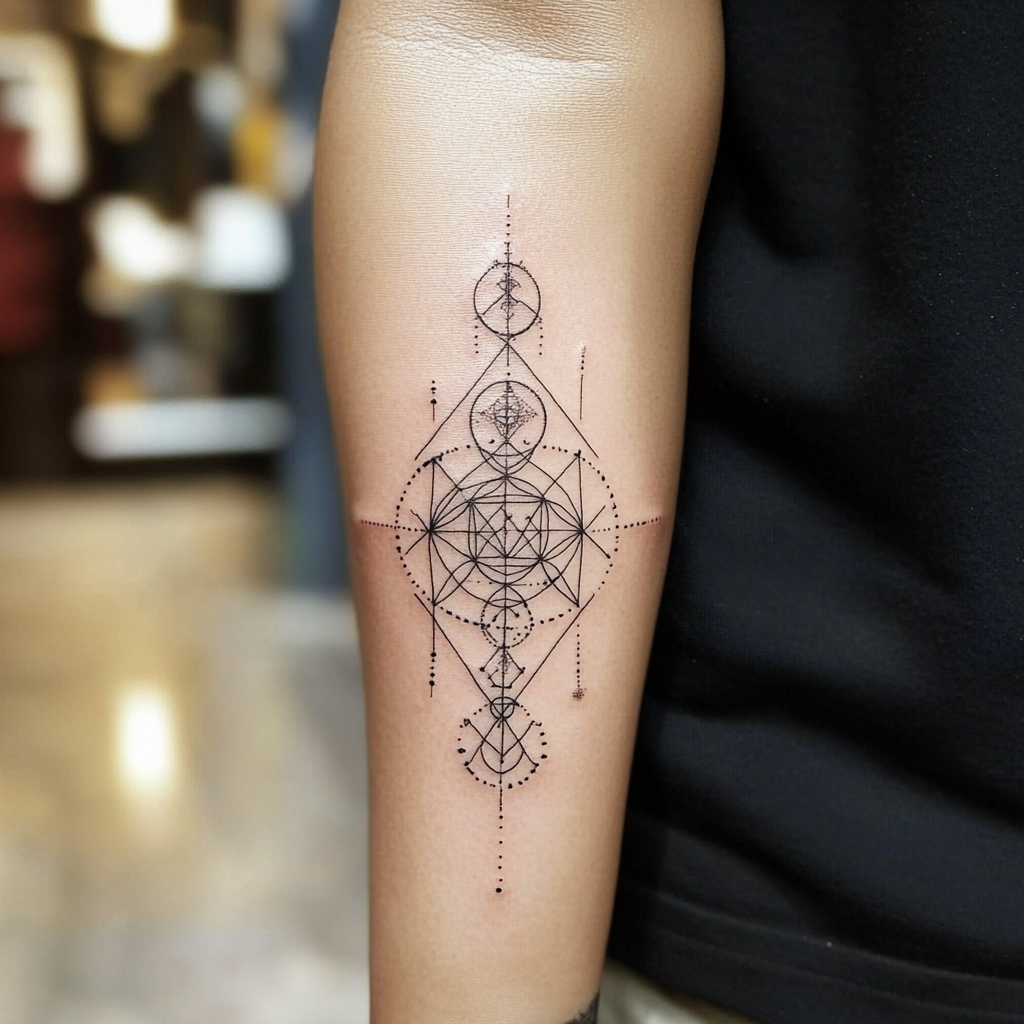 Geometric line work tattoos