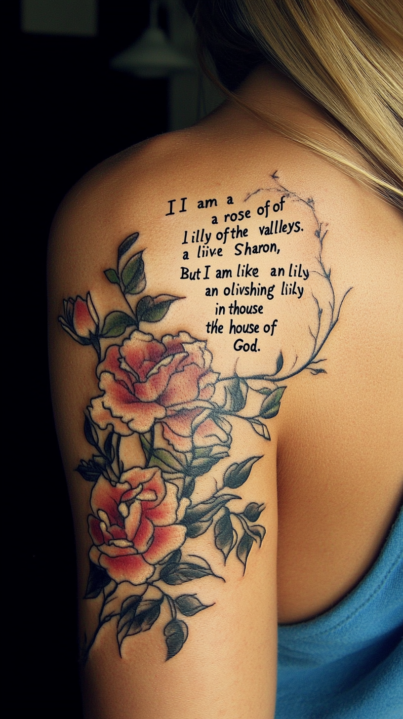 Floral Elements with Biblical Text