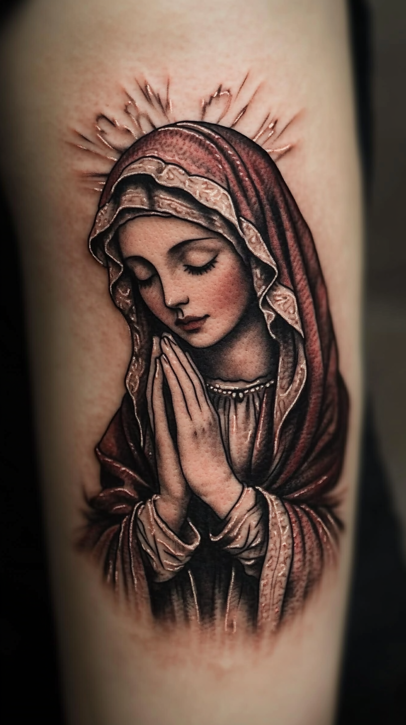 The Praying Virgin Mary Tattoo Style