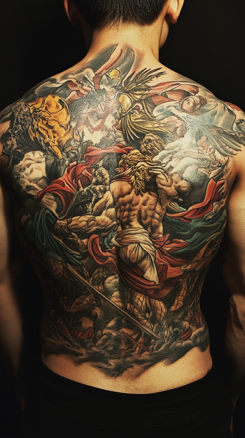 Large Greek Mythology Scenes for Back and Chest