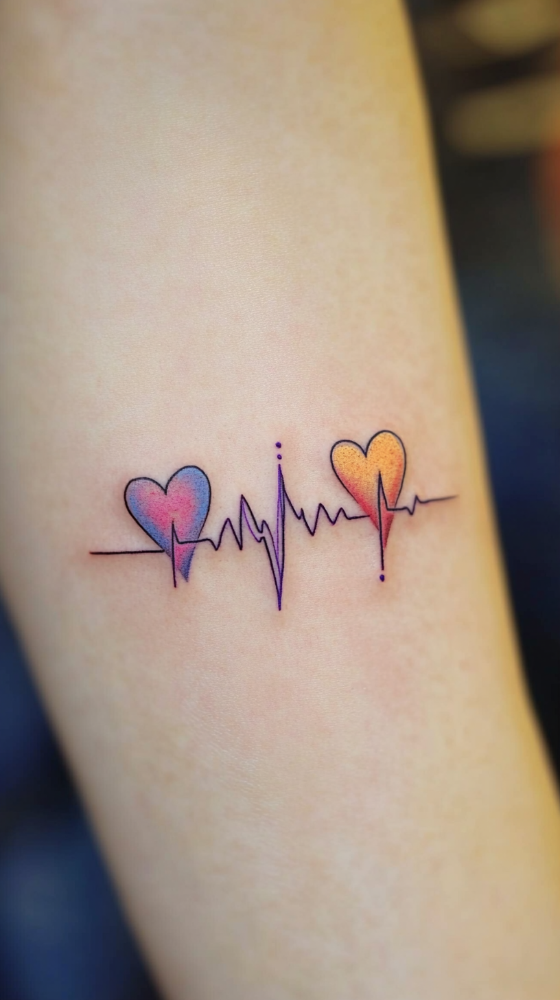Tiny Heartbeat Line Tattoos