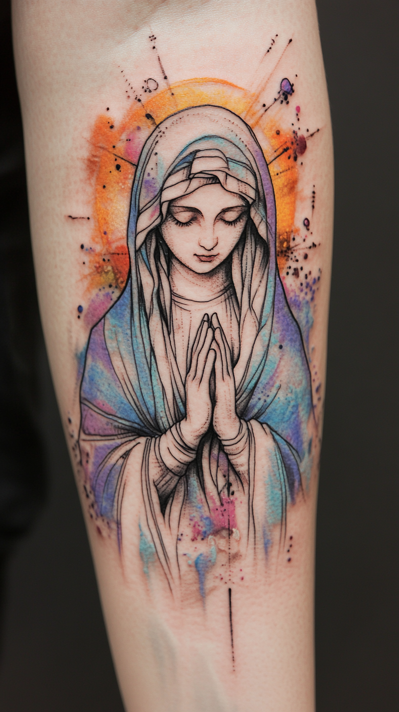 Watercolor Virgin Mary Designs