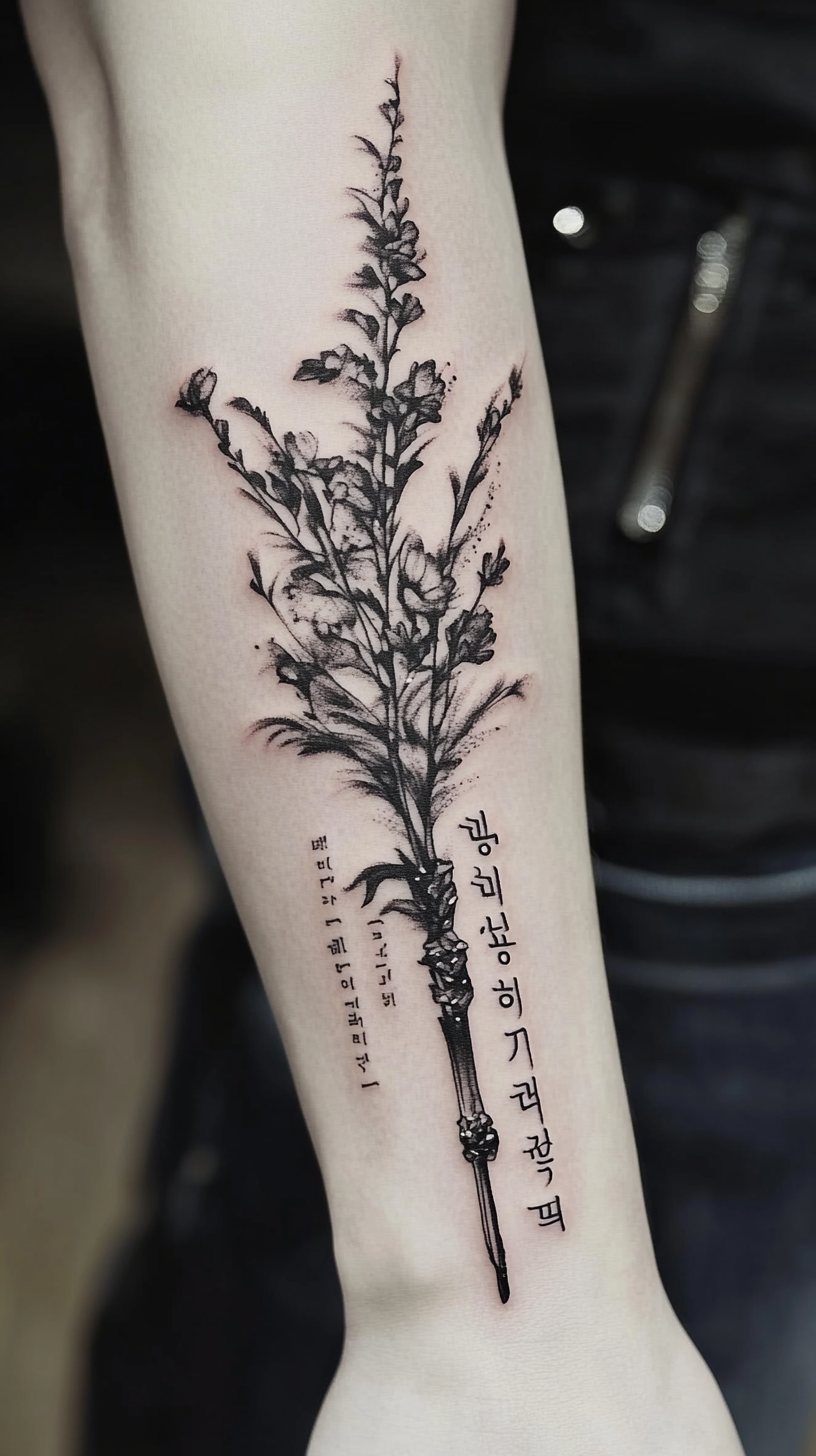 Korean Script With Abstract Elements